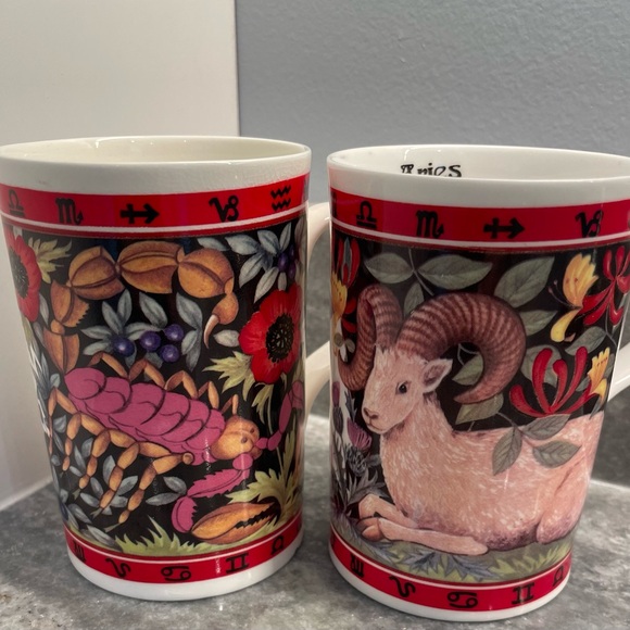 Vintage Zodiac mugs Aries & Scorpion - Picture 1 of 4
